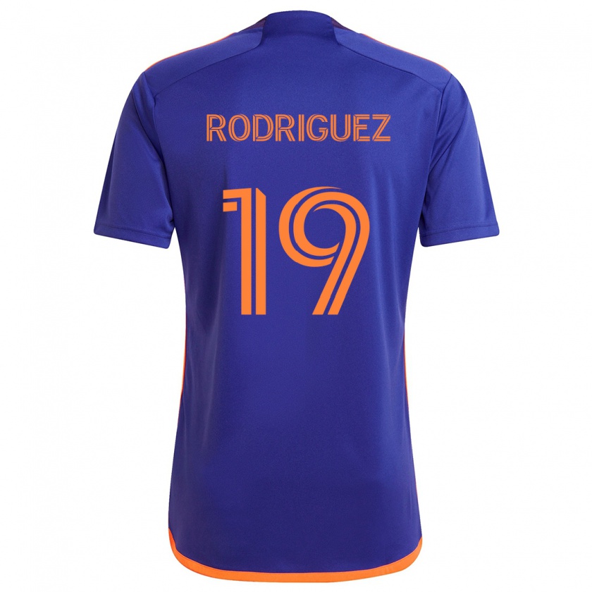 Kandiny Kinderen Sebastian Rodriguez #19 Paars Oranje Uitshirt Uittenue 2024/25 T-Shirt