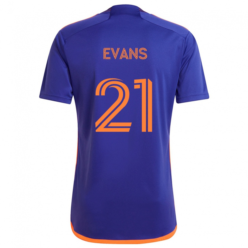 Kandiny Niño Camiseta Jacob Evans #21 Púrpura Naranja 2ª Equipación 2024/25 La Camisa