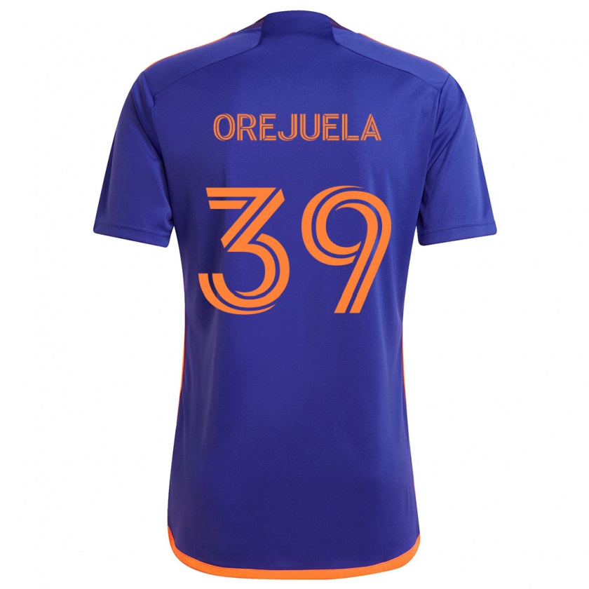 Kandiny Niño Camiseta Jesus Orejuela #39 Púrpura Naranja 2ª Equipación 2024/25 La Camisa