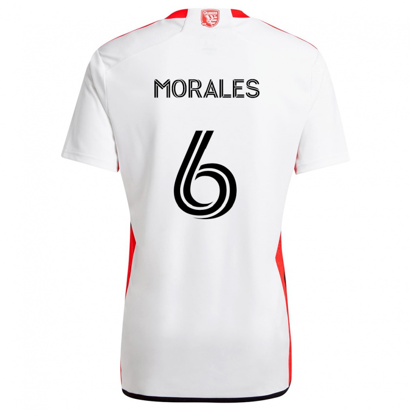 Kandiny Bambino Maglia Alfredo Morales #6 Bianco Rosso Kit Gara Away 2024/25 Maglietta