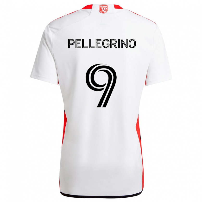 Kandiny Bambino Maglia Amahl Pellegrino #9 Bianco Rosso Kit Gara Away 2024/25 Maglietta