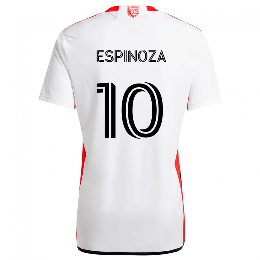 Kandiny Kinderen Cristian Espinoza #10 Wit Rood Uitshirt Uittenue 2024/25 T-Shirt