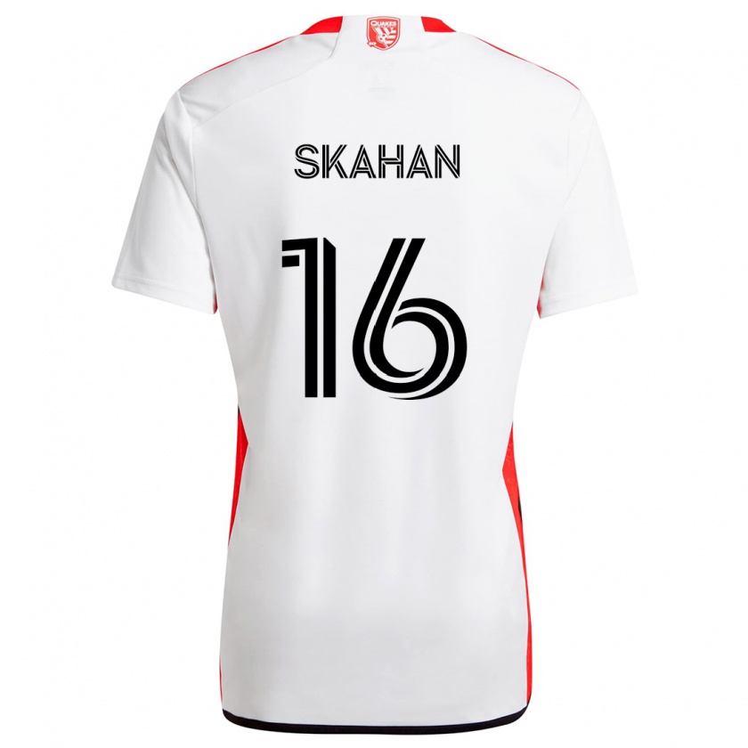 Kandiny Bambino Maglia Jack Skahan #16 Bianco Rosso Kit Gara Away 2024/25 Maglietta