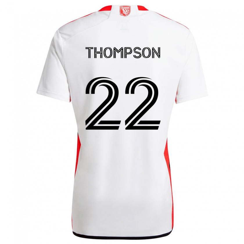 Kandiny Kinderen Tommy Thompson #22 Wit Rood Uitshirt Uittenue 2024/25 T-Shirt