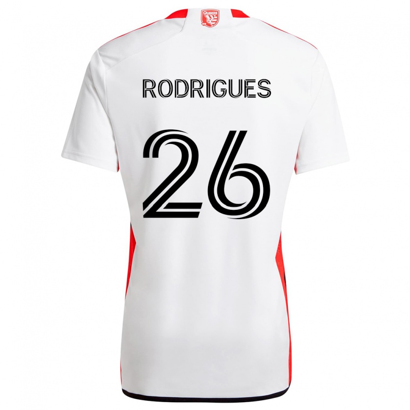 Kandiny Kinderen Rodrigues #26 Wit Rood Uitshirt Uittenue 2024/25 T-Shirt