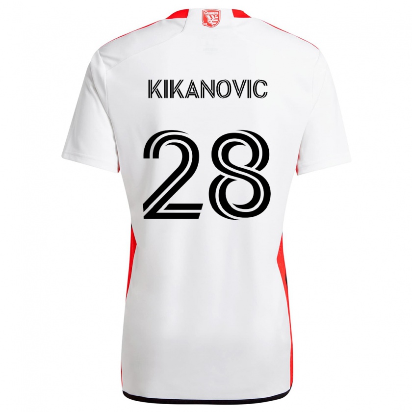 Kandiny Bambino Maglia Benjamin Kikanović #28 Bianco Rosso Kit Gara Away 2024/25 Maglietta