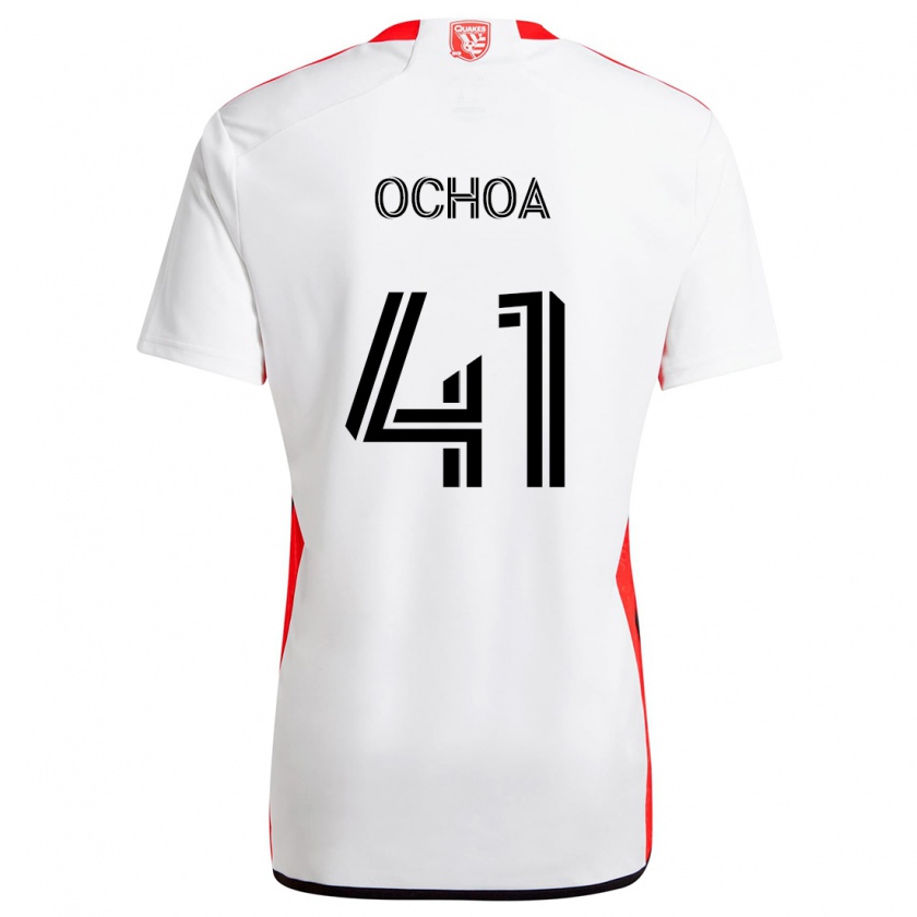 Kandiny Bambino Maglia Emmanuel Ochoa #41 Bianco Rosso Kit Gara Away 2024/25 Maglietta