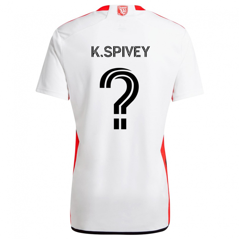 Kandiny Bambino Maglia Kaedren Spivey #0 Bianco Rosso Kit Gara Away 2024/25 Maglietta