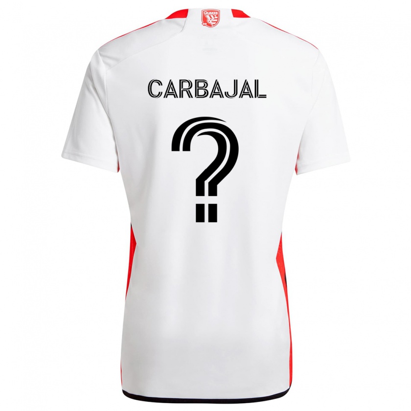 Kandiny Bambino Maglia Sebastian Carbajal #0 Bianco Rosso Kit Gara Away 2024/25 Maglietta