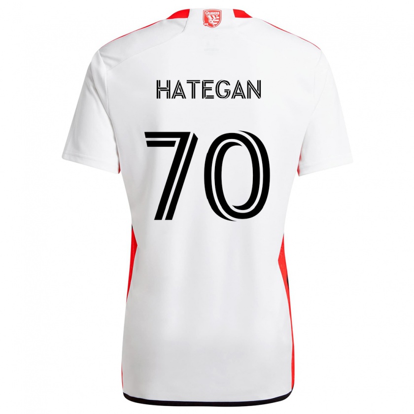 Kandiny Bambino Maglia Roberto Hategan #70 Bianco Rosso Kit Gara Away 2024/25 Maglietta