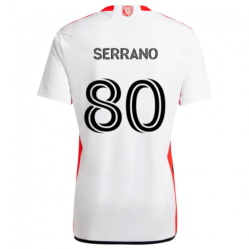 Kandiny Bambino Maglia David Serrano #80 Bianco Rosso Kit Gara Away 2024/25 Maglietta