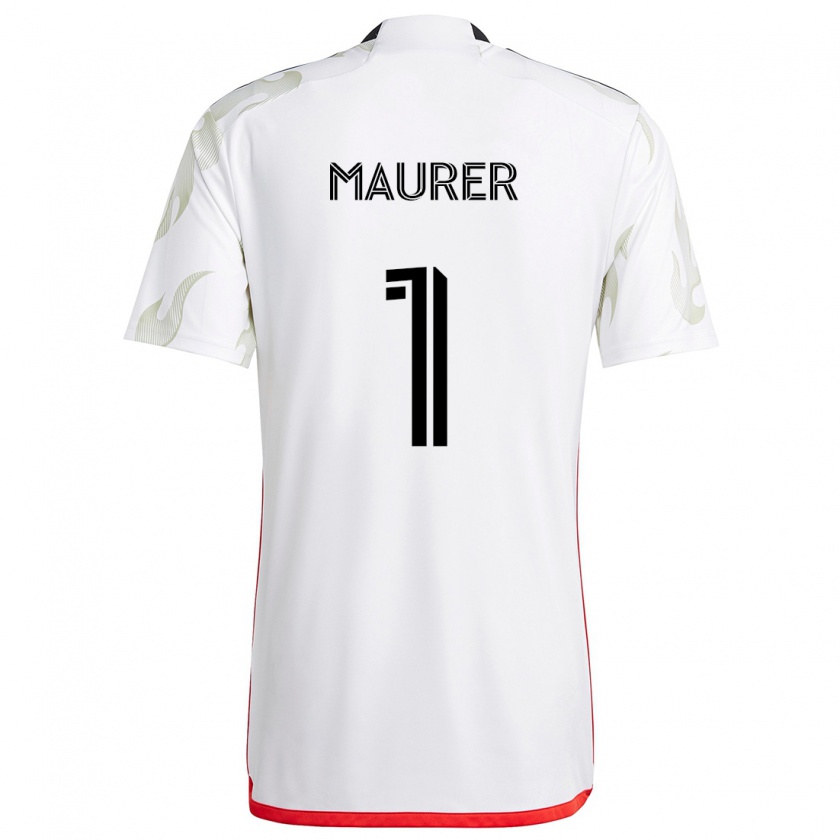 Kandiny Niño Camiseta Jimmy Maurer #1 Blanco Rojo Negro 2ª Equipación 2024/25 La Camisa