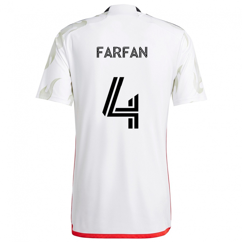 Kandiny Niño Camiseta Marco Farfán #4 Blanco Rojo Negro 2ª Equipación 2024/25 La Camisa