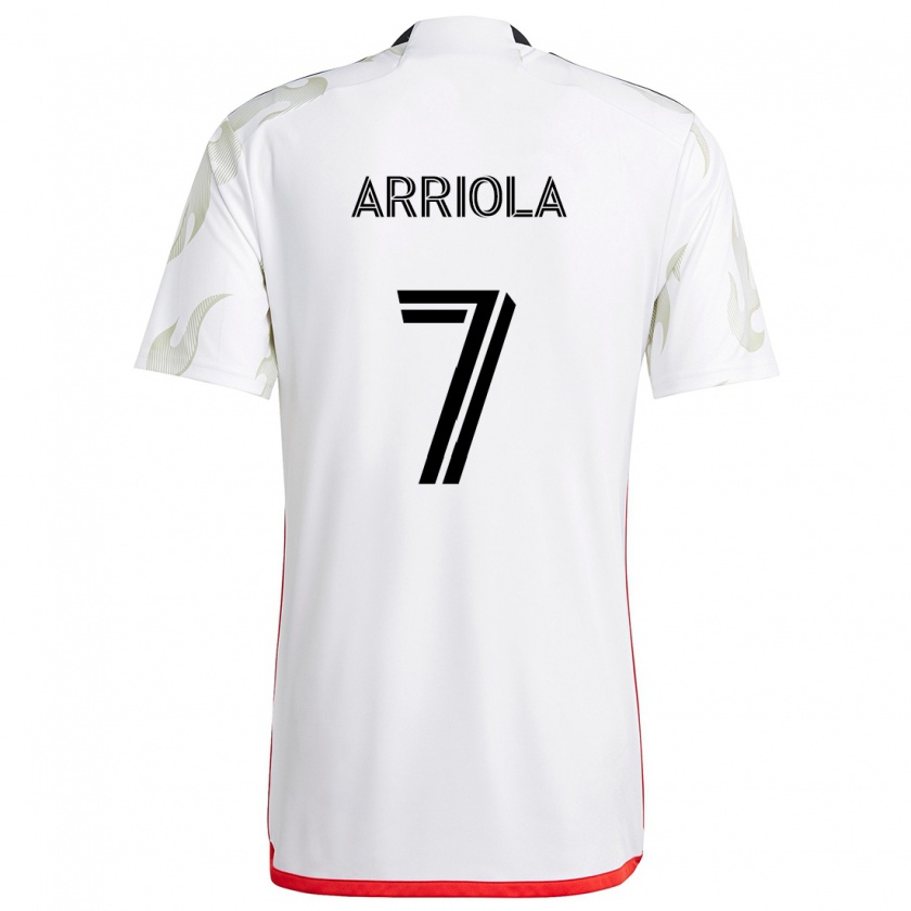 Kandiny Niño Camiseta Paul Arriola #7 Blanco Rojo Negro 2ª Equipación 2024/25 La Camisa