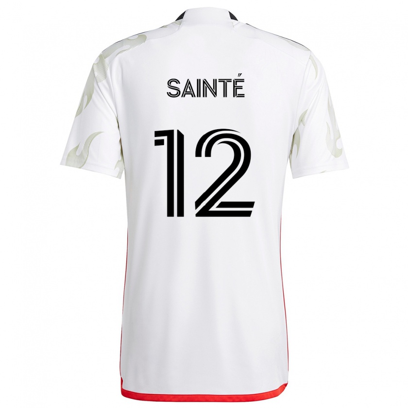 Kandiny Niño Camiseta Carl Sainté #12 Blanco Rojo Negro 2ª Equipación 2024/25 La Camisa