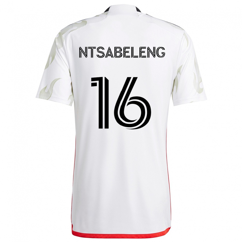 Kandiny Niño Camiseta Tsiki Ntsabeleng #16 Blanco Rojo Negro 2ª Equipación 2024/25 La Camisa