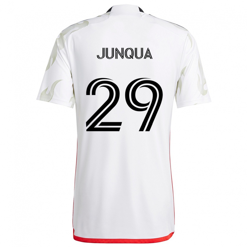 Kandiny Niño Camiseta Sam Junqua #29 Blanco Rojo Negro 2ª Equipación 2024/25 La Camisa