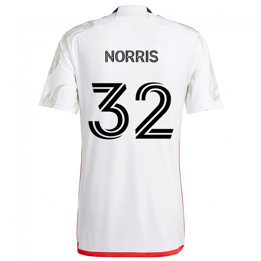 Kandiny Bambino Maglia Nolan Norris #32 Bianco Rosso Nero Kit Gara Away 2024/25 Maglietta