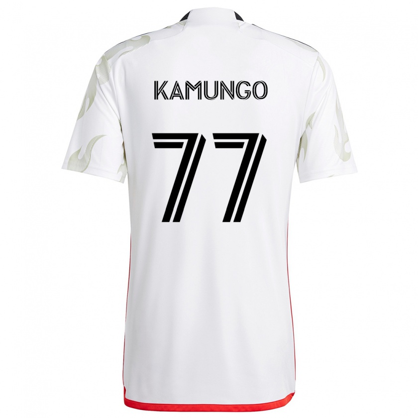 Kandiny Niño Camiseta Bernard Kamungo #77 Blanco Rojo Negro 2ª Equipación 2024/25 La Camisa