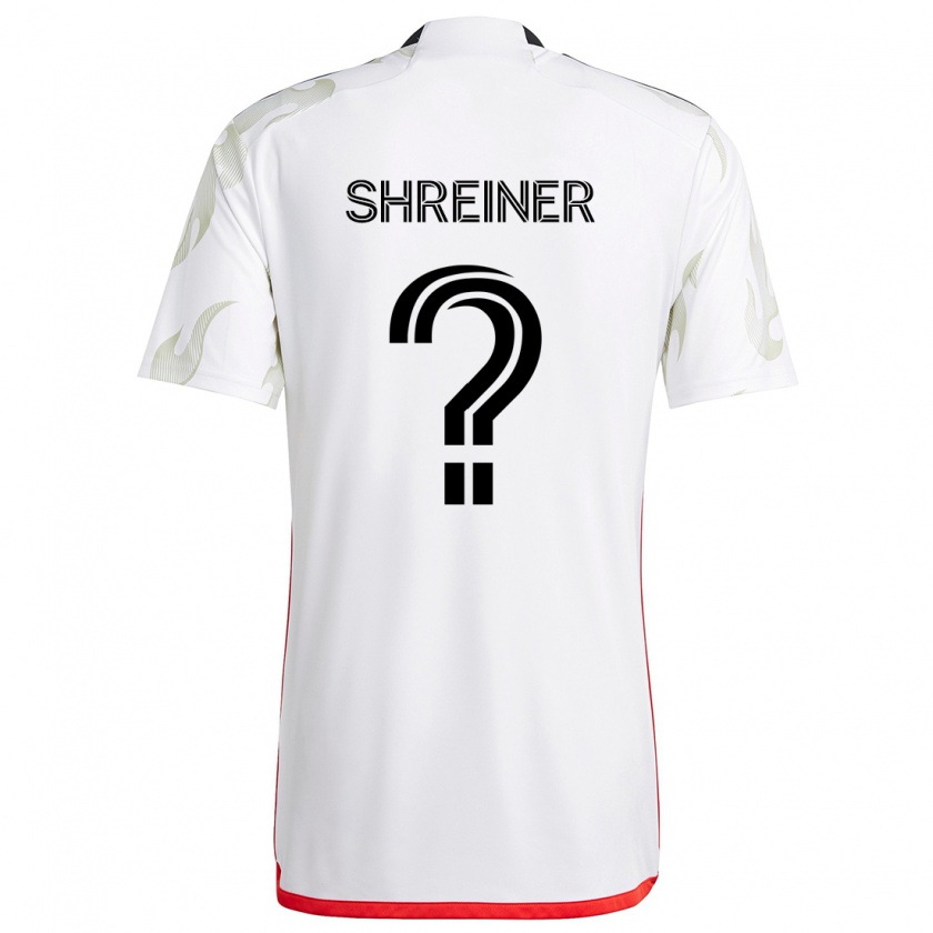 Kandiny Bambino Maglia Luke Shreiner #0 Bianco Rosso Nero Kit Gara Away 2024/25 Maglietta