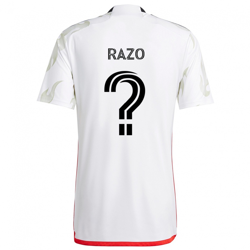 Kandiny Niño Camiseta Edgar Razo #0 Blanco Rojo Negro 2ª Equipación 2024/25 La Camisa