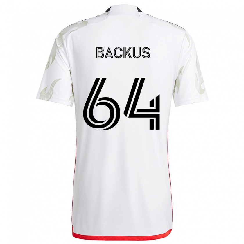 Kandiny Bambino Maglia Braeden Backus #64 Bianco Rosso Nero Kit Gara Away 2024/25 Maglietta