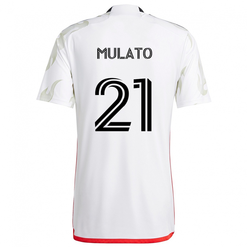 Kandiny Niño Camiseta José Mulato #21 Blanco Rojo Negro 2ª Equipación 2024/25 La Camisa