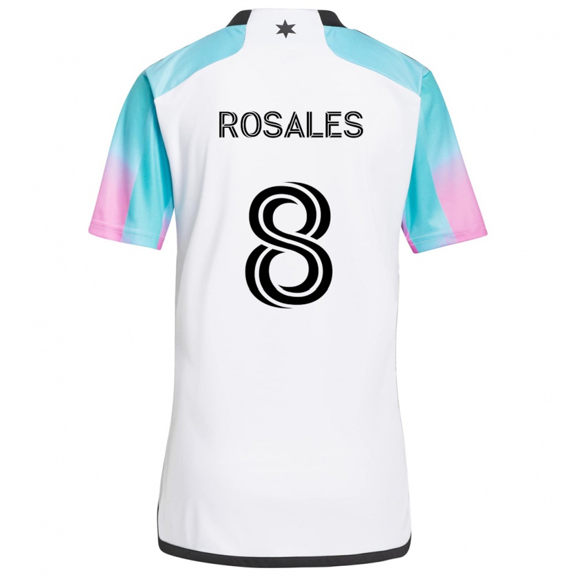 Kandiny Kinder Joseph Rosales #8 Weiß Blau Schwarz Auswärtstrikot Trikot 2024/25 T-Shirt Österreich