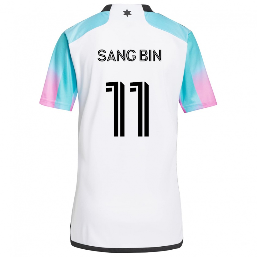 Kandiny Niño Camiseta Sang-Bin Jeong #11 Blanco Azul Negro 2ª Equipación 2024/25 La Camisa