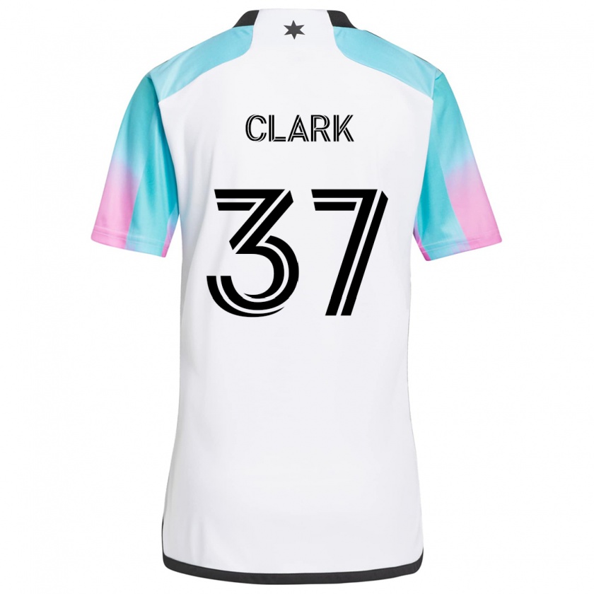 Kandiny Niño Camiseta Caden Clark #37 Blanco Azul Negro 2ª Equipación 2024/25 La Camisa