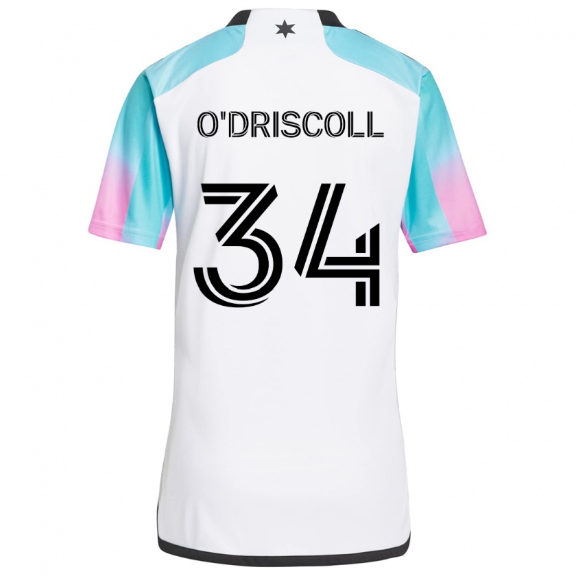 Kandiny Niño Camiseta Rory O'driscoll #34 Blanco Azul Negro 2ª Equipación 2024/25 La Camisa