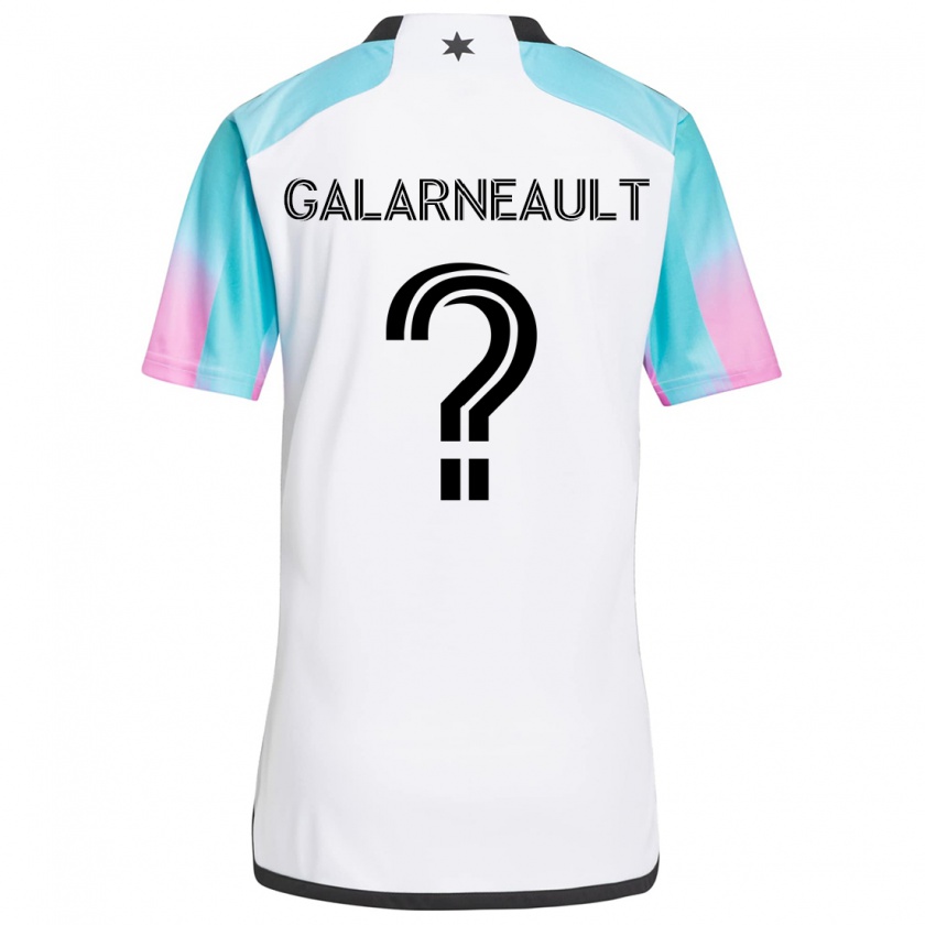 Kandiny Bambino Maglia Benjamin Galarneault #0 Bianco Blu Nero Kit Gara Away 2024/25 Maglietta