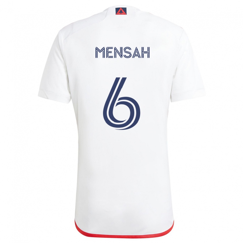 Kandiny Niño Camiseta Jonathan Mensah #6 Blanco Rojo 2ª Equipación 2024/25 La Camisa