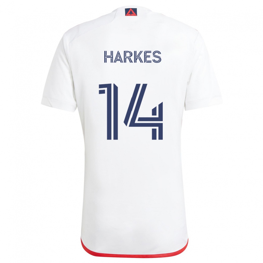 Kandiny Niño Camiseta Ian Harkes #14 Blanco Rojo 2ª Equipación 2024/25 La Camisa