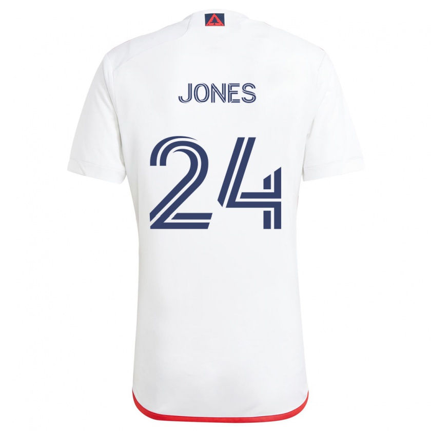 Kandiny Niño Camiseta Dejuan Jones #24 Blanco Rojo 2ª Equipación 2024/25 La Camisa