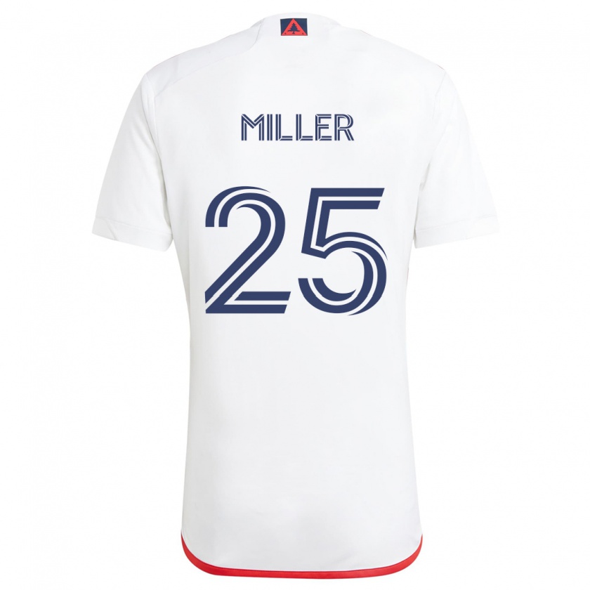 Kandiny Niño Camiseta Peyton Miller #25 Blanco Rojo 2ª Equipación 2024/25 La Camisa