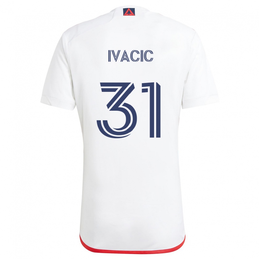 Kandiny Kinderen Aljaz Ivacic #31 Wit Rood Uitshirt Uittenue 2024/25 T-Shirt België