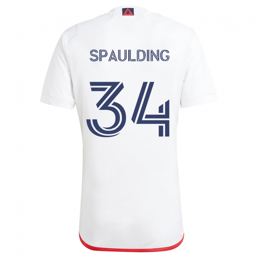 Kandiny Niño Camiseta Ryan Spaulding #34 Blanco Rojo 2ª Equipación 2024/25 La Camisa