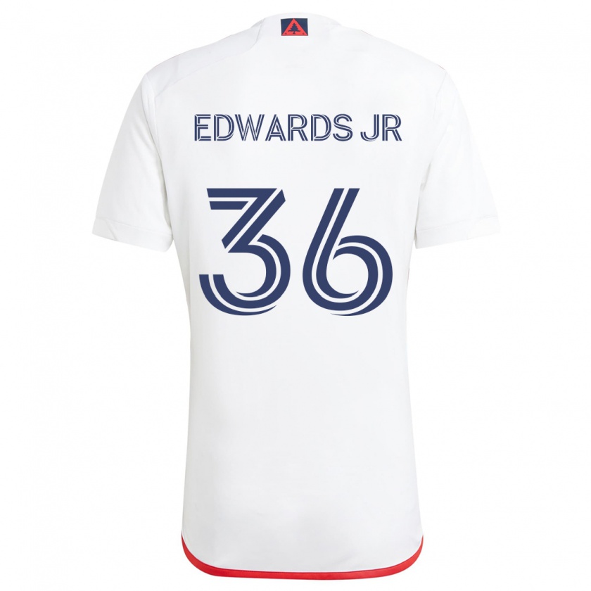 Kandiny Kinderen Earl Edwards Jr. #36 Wit Rood Uitshirt Uittenue 2024/25 T-Shirt