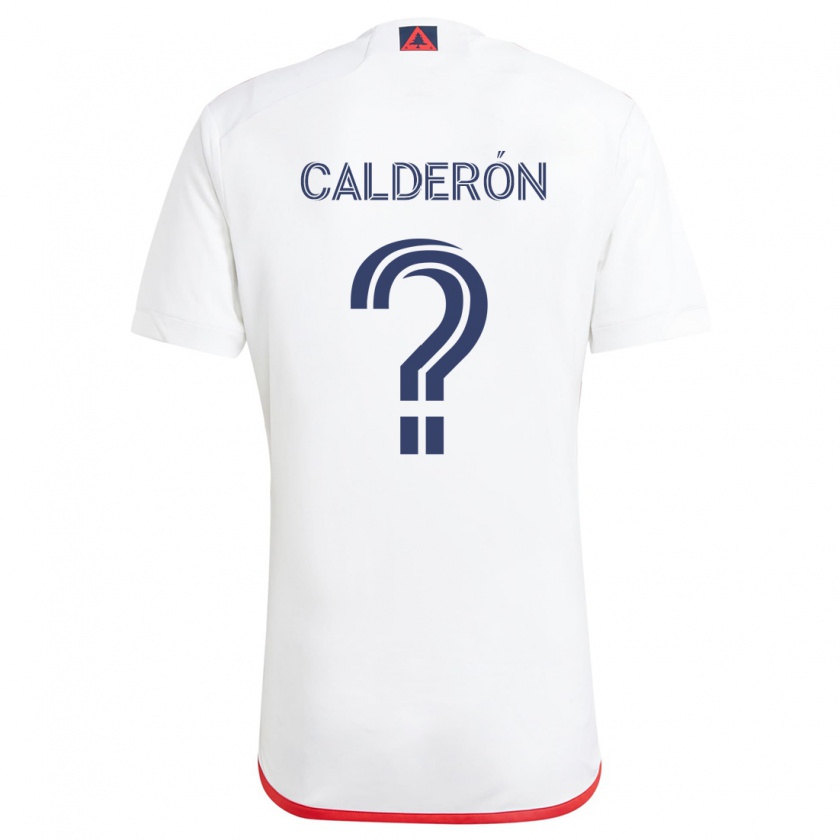 Kandiny Bambino Maglia Gio Calderón #0 Bianco Rosso Kit Gara Away 2024/25 Maglietta