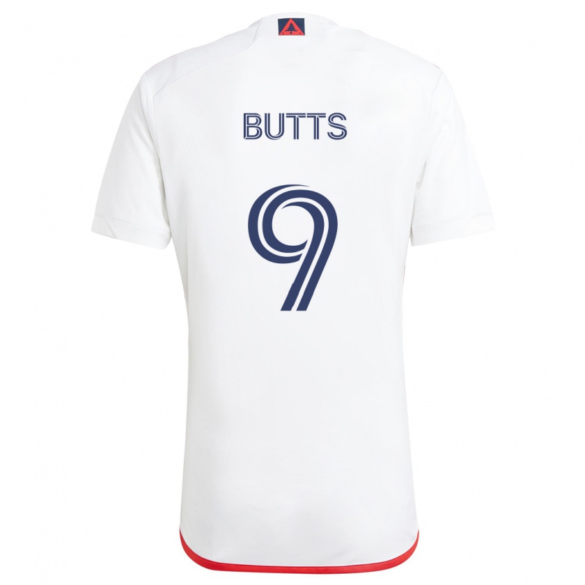 Kandiny Bambino Maglia Liam Butts #9 Bianco Rosso Kit Gara Away 2024/25 Maglietta