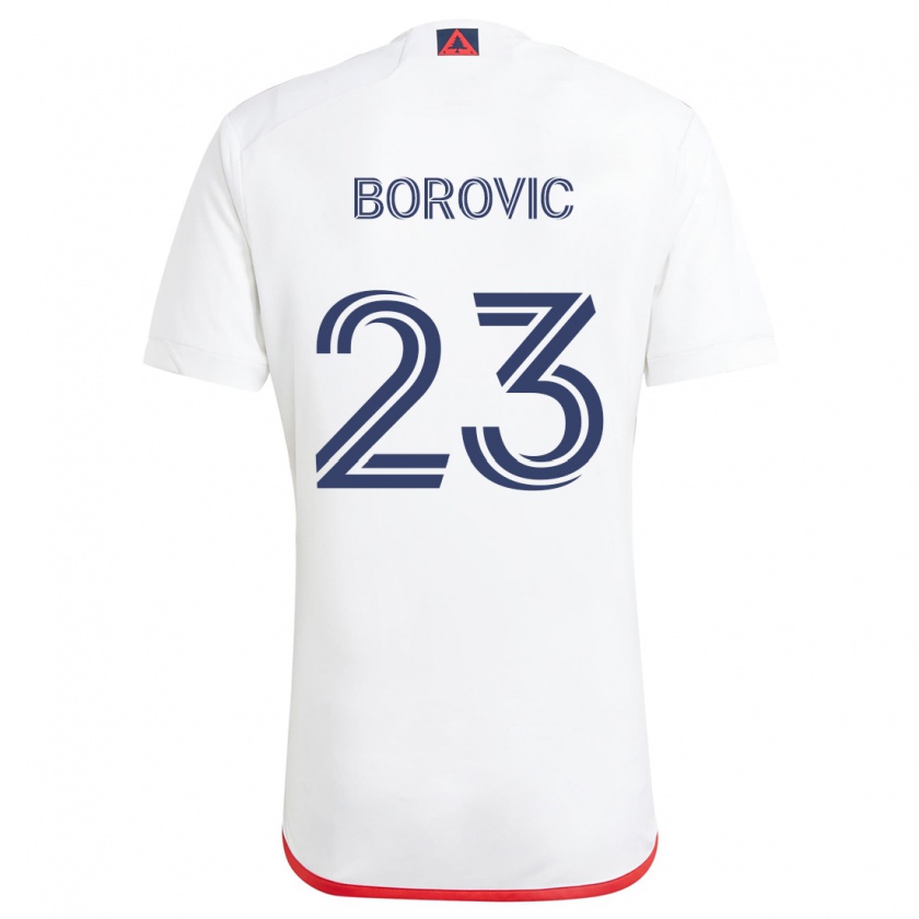 Kandiny Bambino Maglia Luka Borovic #23 Bianco Rosso Kit Gara Away 2024/25 Maglietta