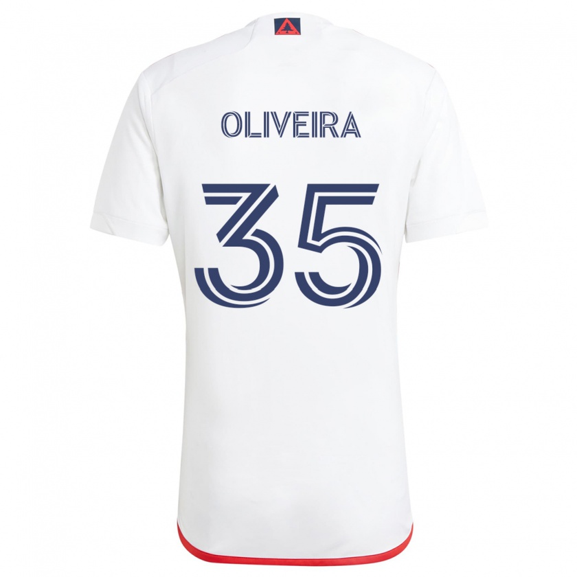 Kandiny Kinderen Cristiano Oliveira #35 Wit Rood Uitshirt Uittenue 2024/25 T-Shirt