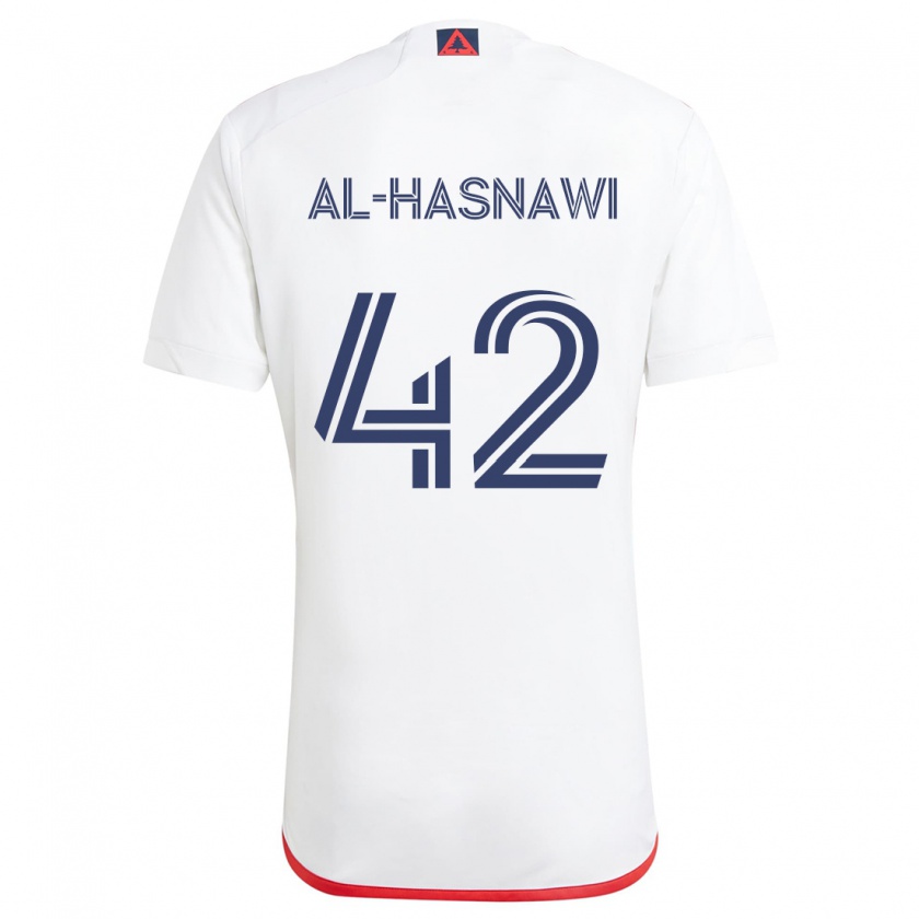 Kandiny Niño Camiseta Moshtaba Al-Hasnawi #42 Blanco Rojo 2ª Equipación 2024/25 La Camisa