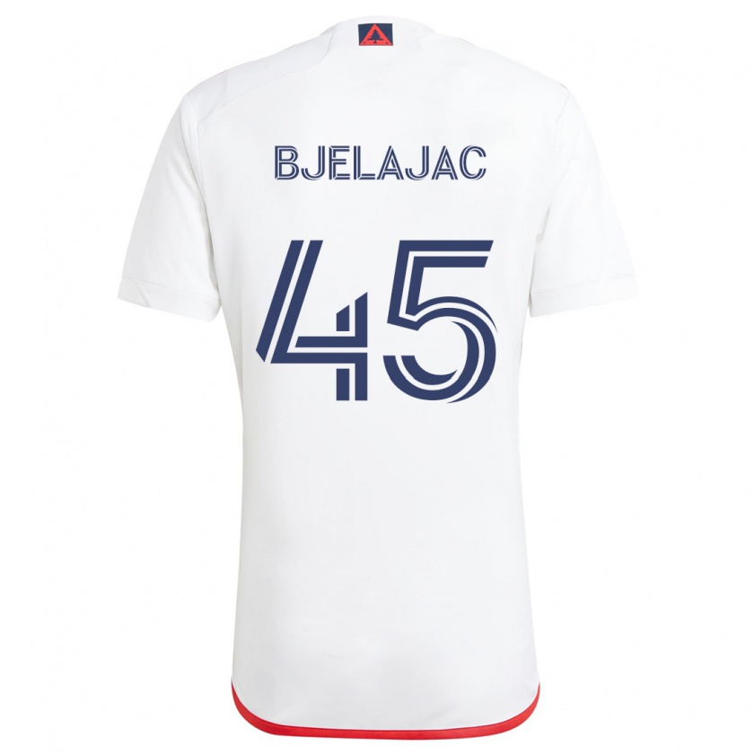 Kandiny Bambino Maglia Andrej Bjelajac #45 Bianco Rosso Kit Gara Away 2024/25 Maglietta