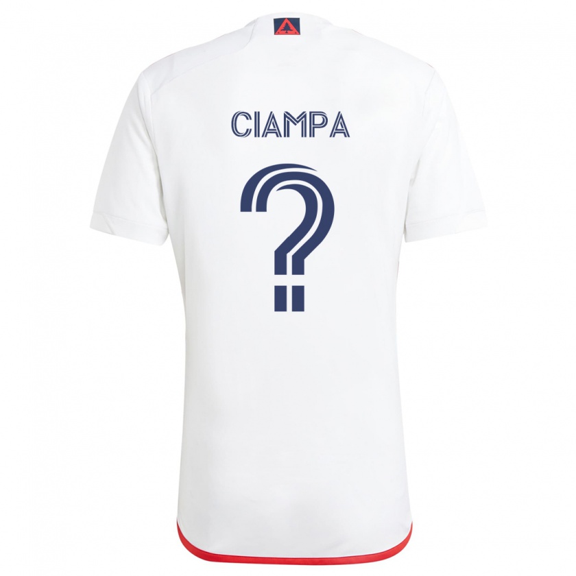 Kandiny Niño Camiseta Giuseppe Ciampa #0 Blanco Rojo 2ª Equipación 2024/25 La Camisa