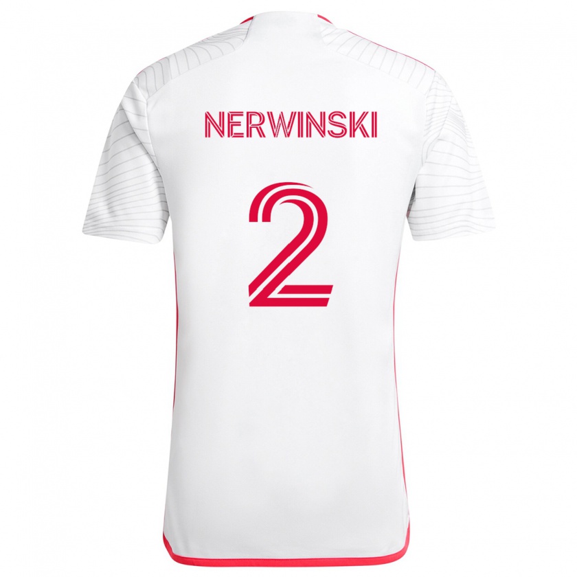 Kandiny Niño Camiseta Jake Nerwinski #2 Blanco Rojo 2ª Equipación 2024/25 La Camisa México