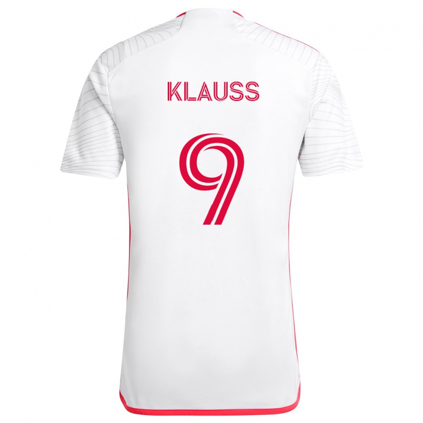 Kandiny Niño Camiseta João Klauss #9 Blanco Rojo 2ª Equipación 2024/25 La Camisa