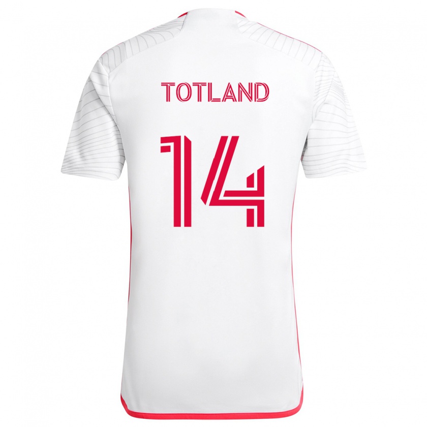 Kandiny Bambino Maglia Tomas Totland #14 Bianco Rosso Kit Gara Away 2024/25 Maglietta