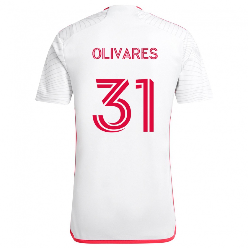 Kandiny Bambino Maglia Christian Olivares #31 Bianco Rosso Kit Gara Away 2024/25 Maglietta